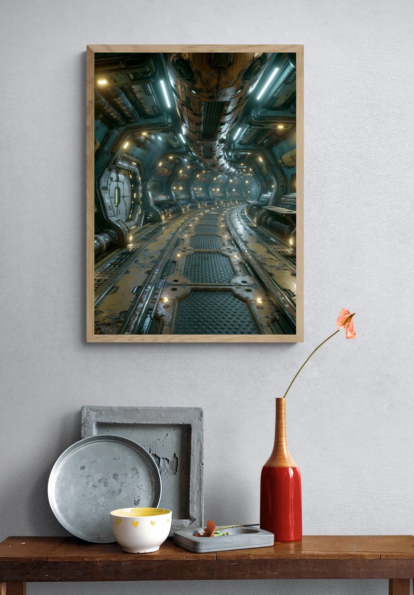Sci-Fi Space Corridor Print. — room view 3