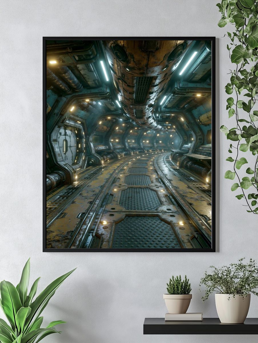Sci-Fi Space Corridor Print. — room view 4