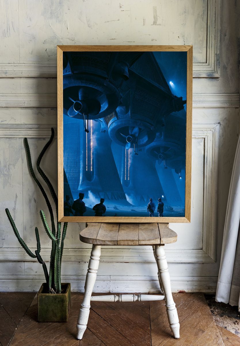 Sci-Fi Hangar Fleet Poster. room preview