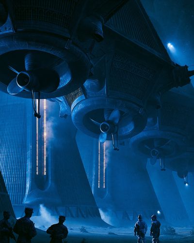 Sci-Fi Hangar Fleet Poster.