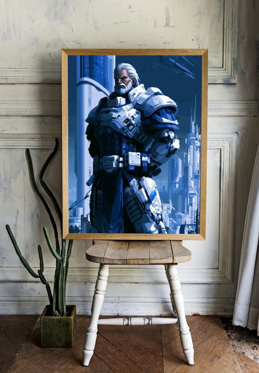 Cyberpunk Sentinel — Sci-Fi Print. room preview