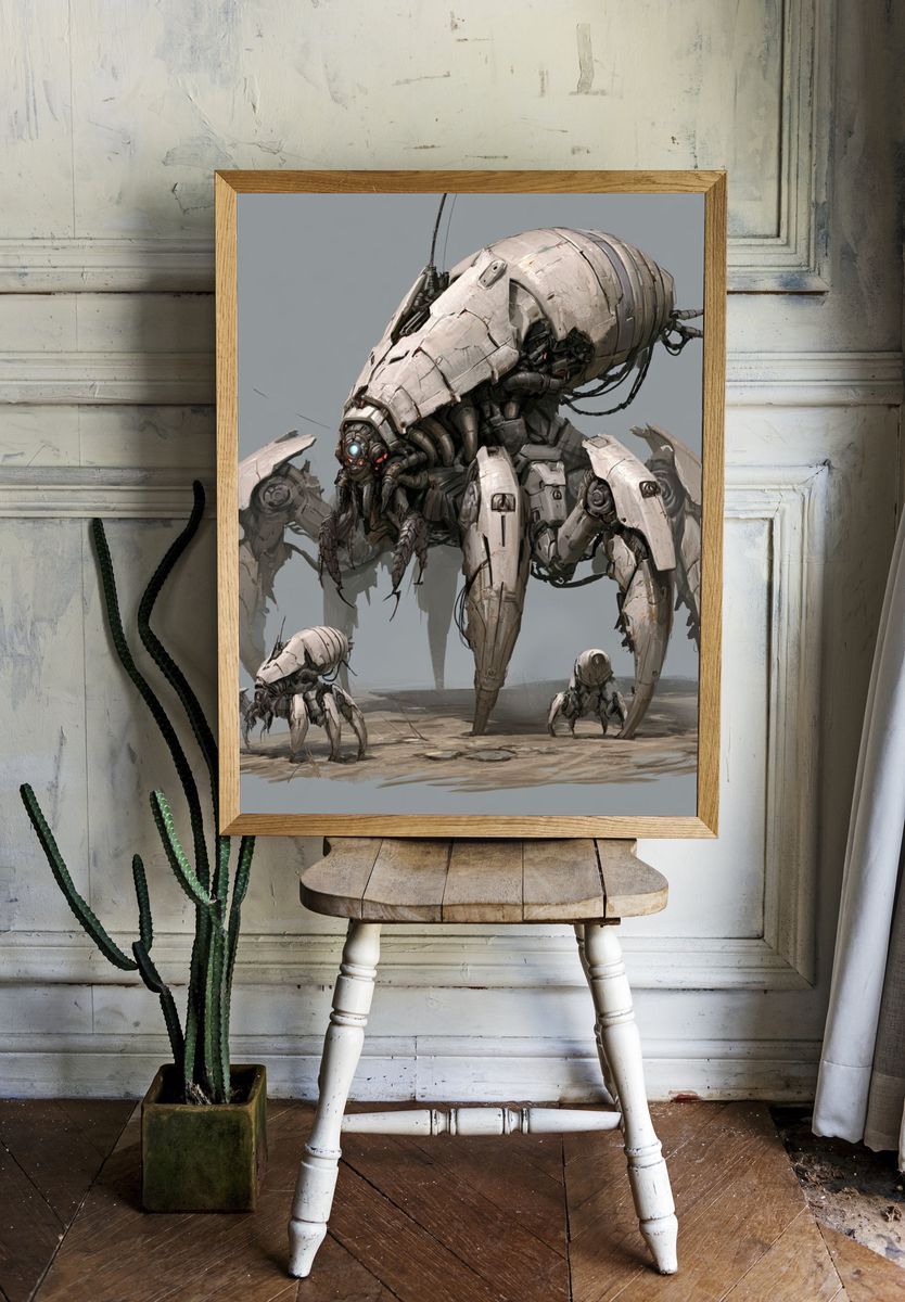 Mechanical Spider Sci-Fi Illustration Poster. room preview
