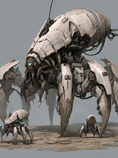 Mechanical Spider Sci-Fi Illustration Poster. poster