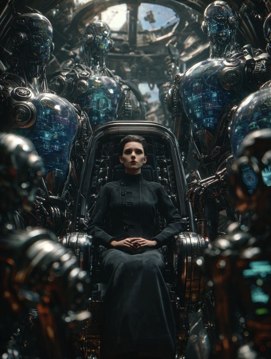 Cybernetic Throne Sci-Fi Poster. poster — illustration art