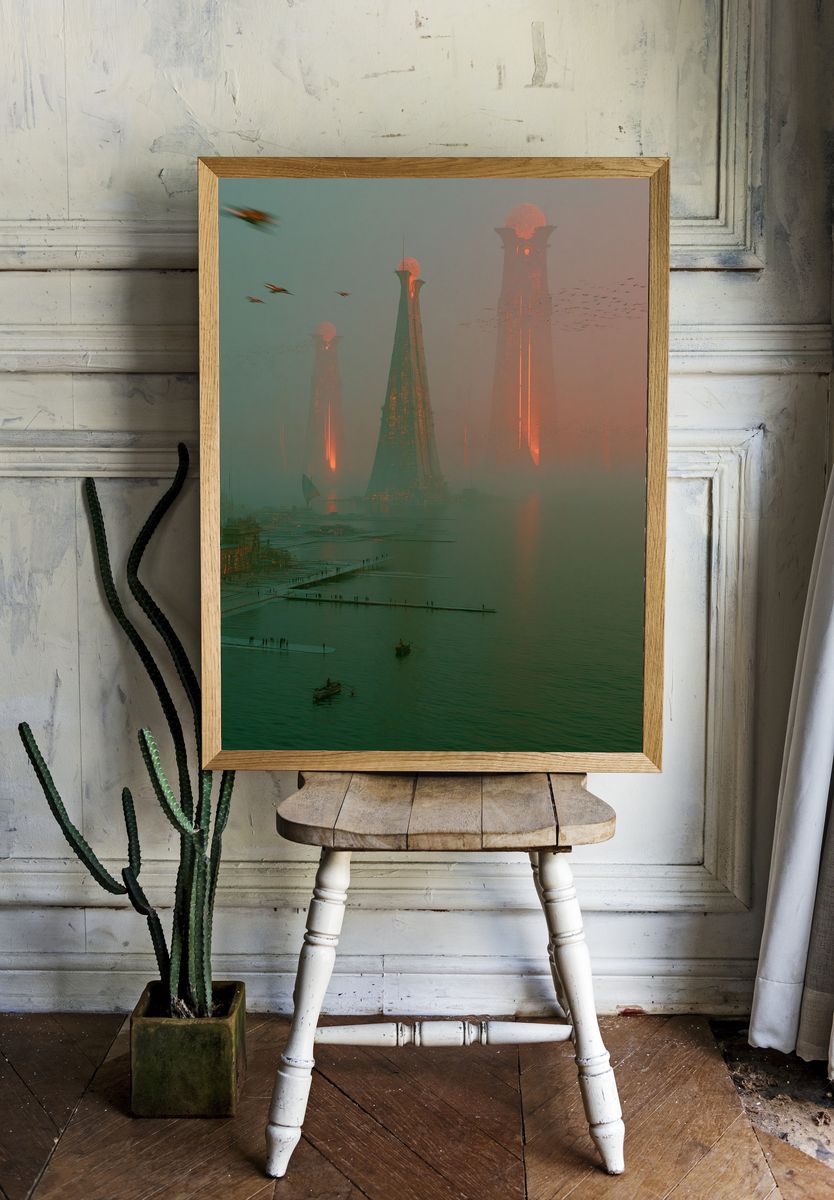 Futuristic Cityscape Photography Poster. — room view 1