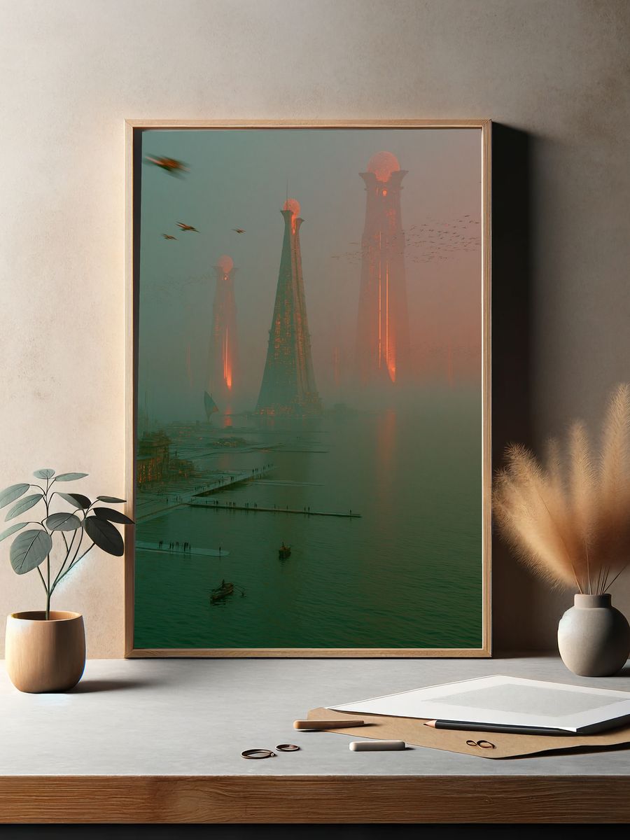 Futuristic Cityscape Photography Poster. — room view 2
