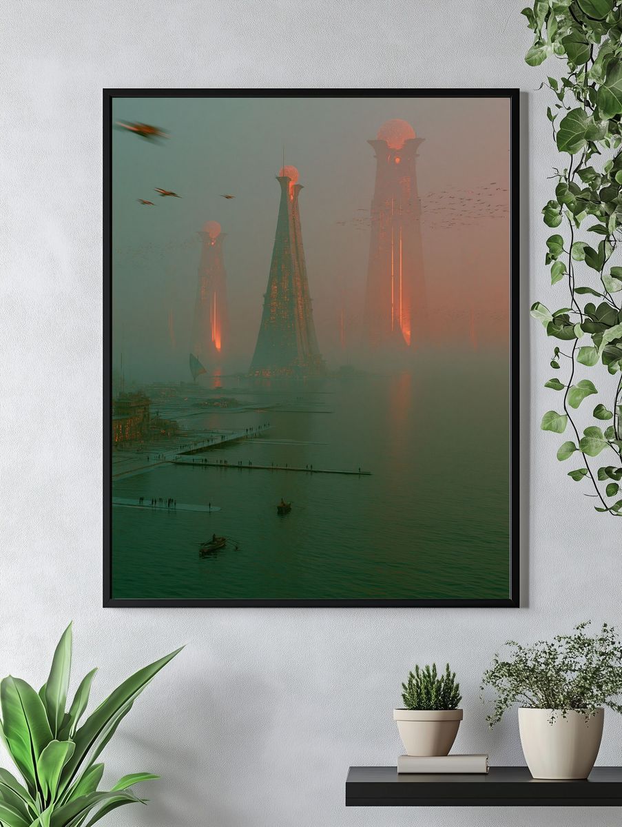 Futuristic Cityscape Photography Poster. — room view 4