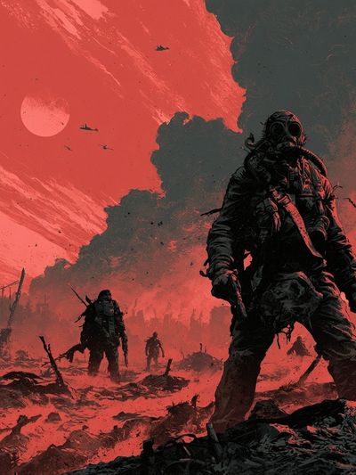 Red Wasteland Sci-Fi Poster.