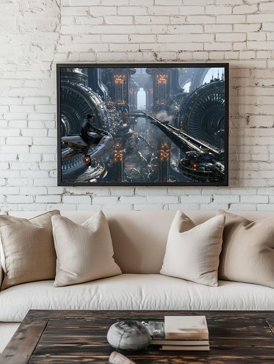 Futuristic Sci-Fi Cityscape Print. room preview