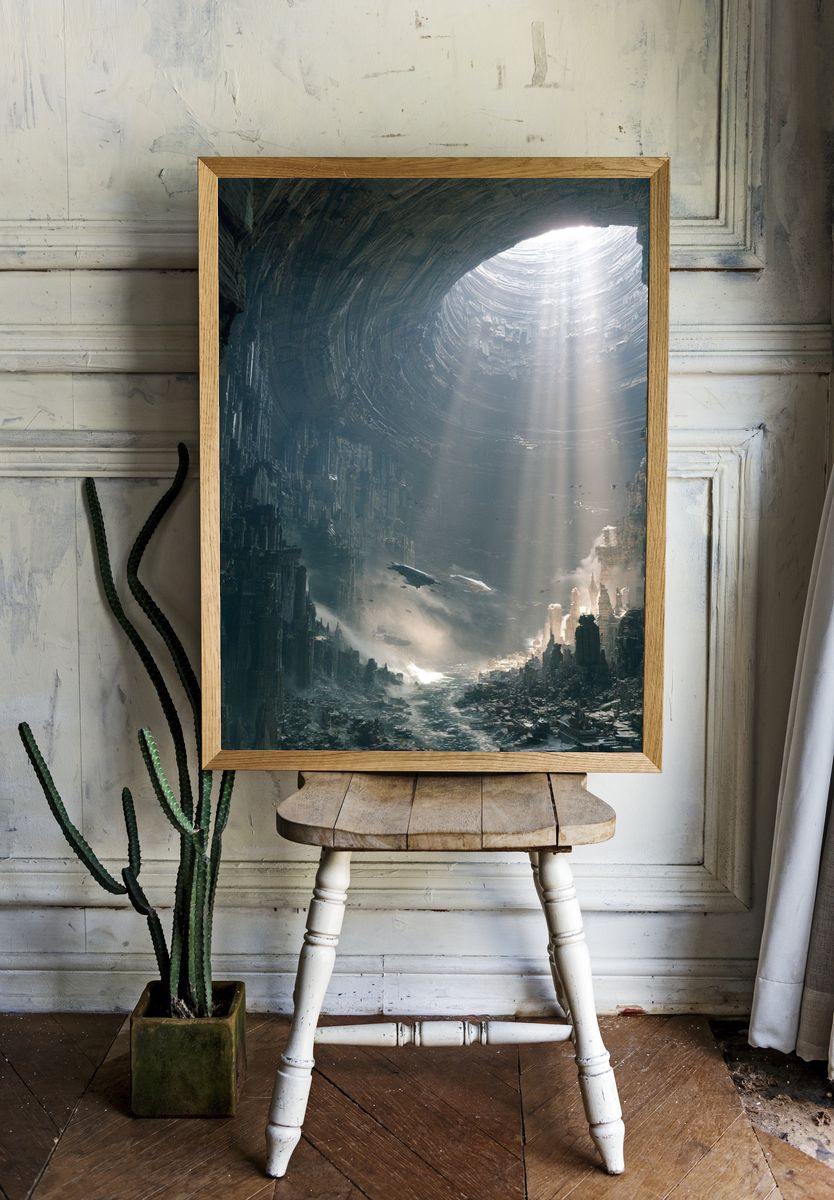 Sci-Fi Cavern City Print. room preview