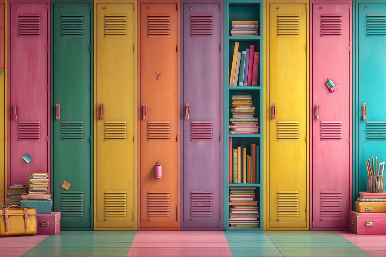 Colorful School Lockers — Photography Print. poster detail