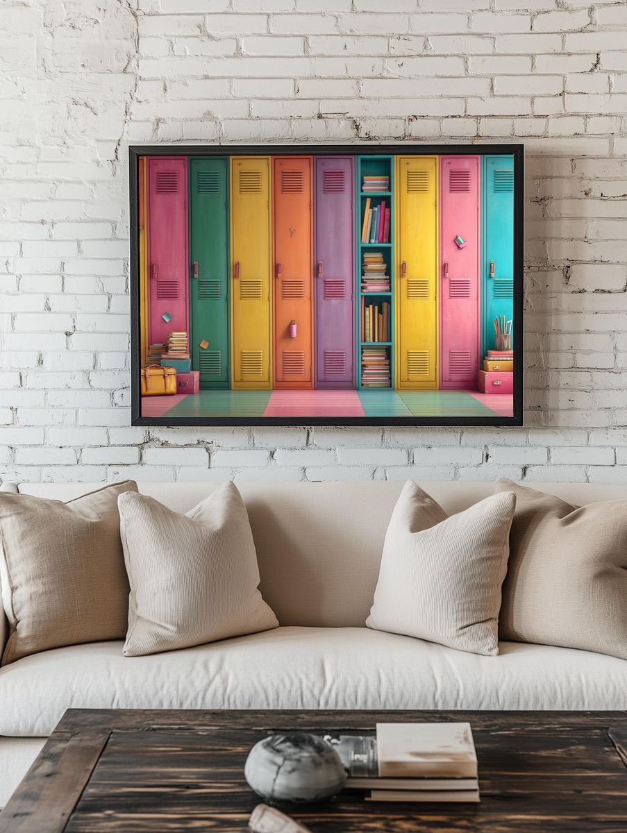 Colorful School Lockers — Photography Print. — room view 1