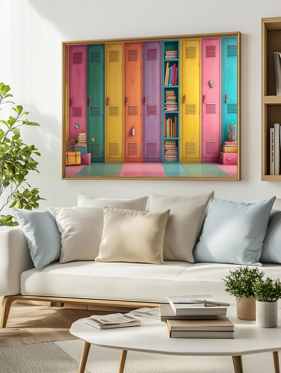 Colorful School Lockers — Photography Print. — room view 2