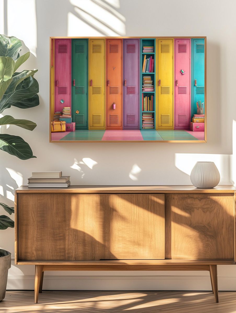 Colorful School Lockers — Photography Print. — room view 3