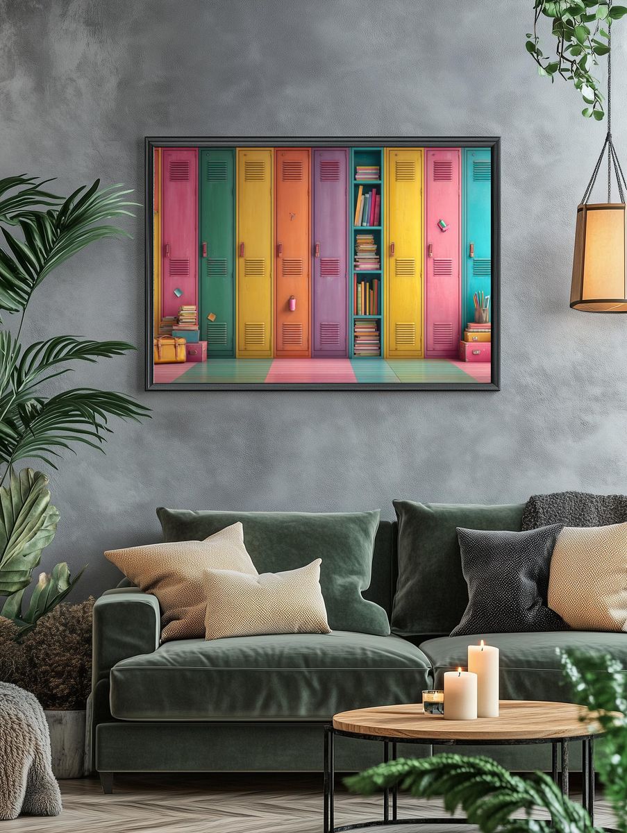 Colorful School Lockers — Photography Print. — room view 4