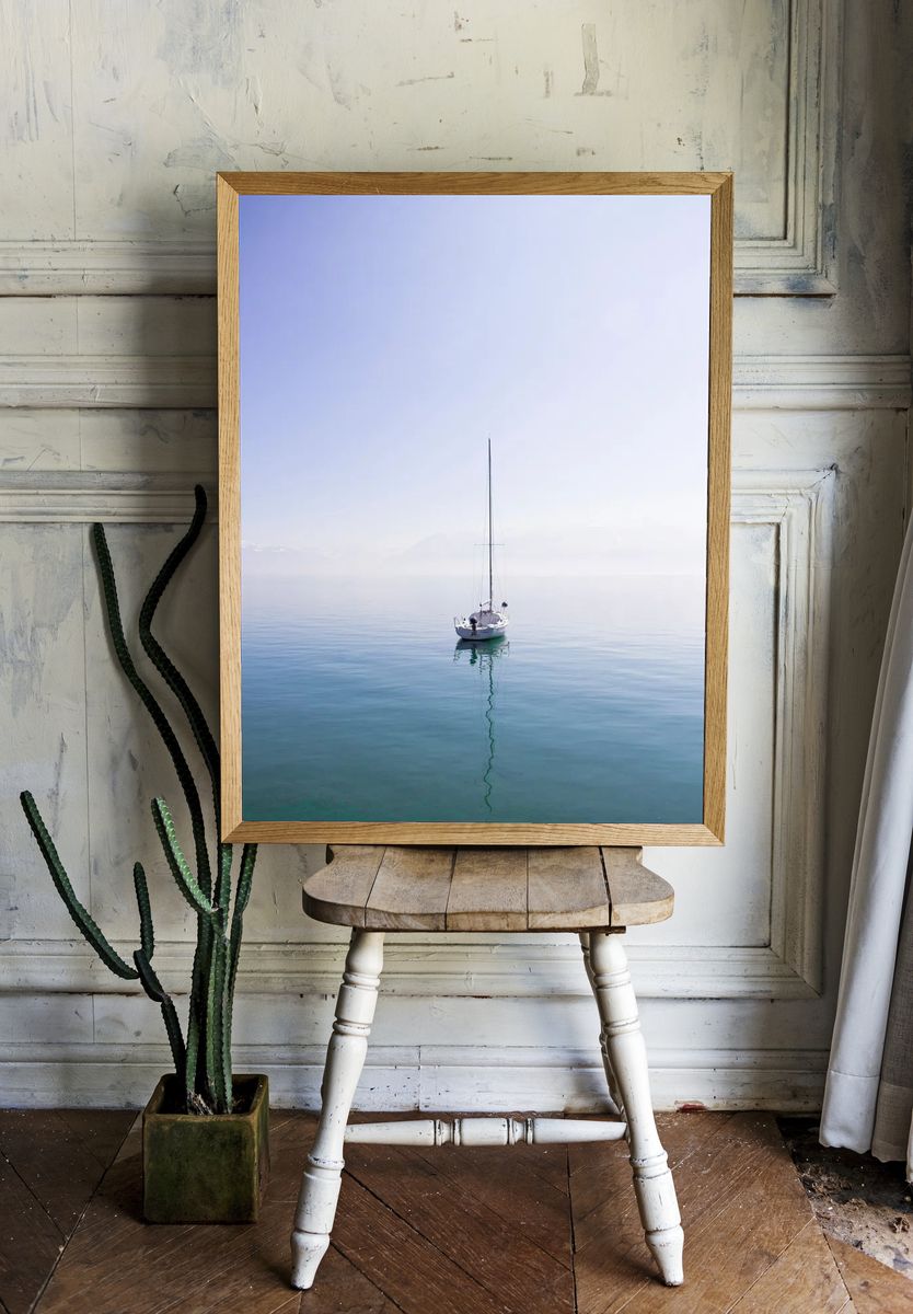 Sailboat on Calm Waters — Photography Print. — room view 1