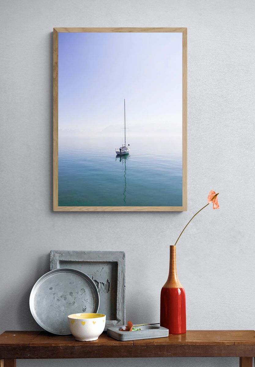 Sailboat on Calm Waters — Photography Print. — room view 3