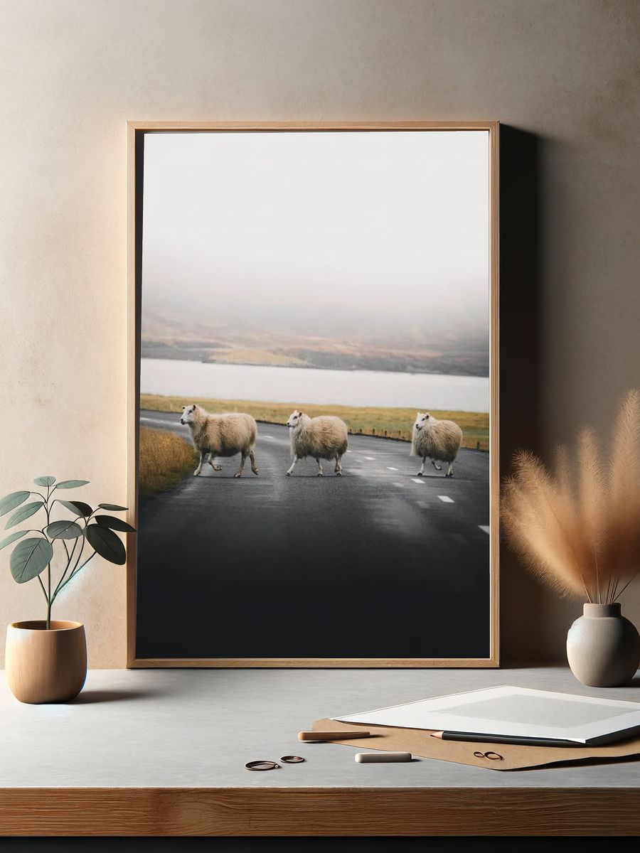 Sheep Crossing — Nature Photography Poster. — room view 2