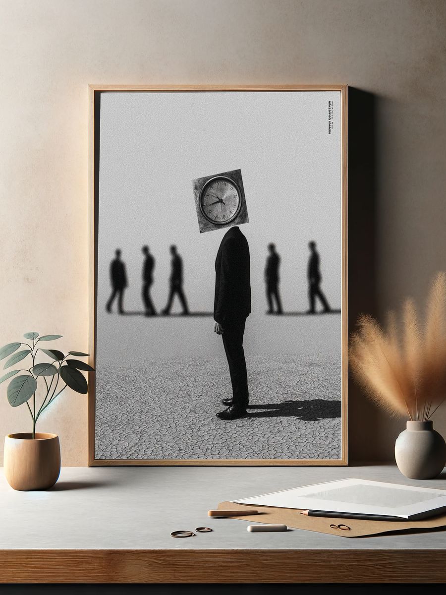 Surreal Clockhead — Fine Art Print. — room view 2