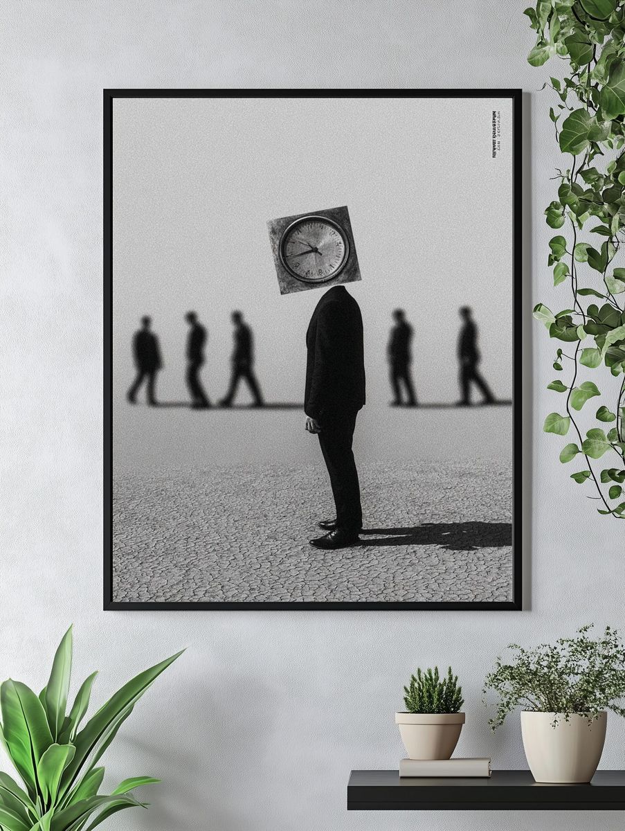 Surreal Clockhead — Fine Art Print. — room view 4