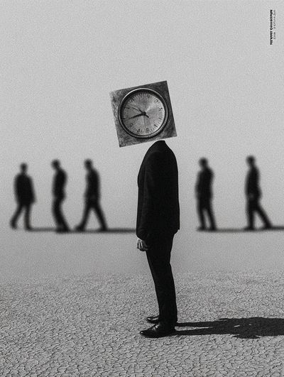 Surreal Clockhead — Fine Art Print. poster