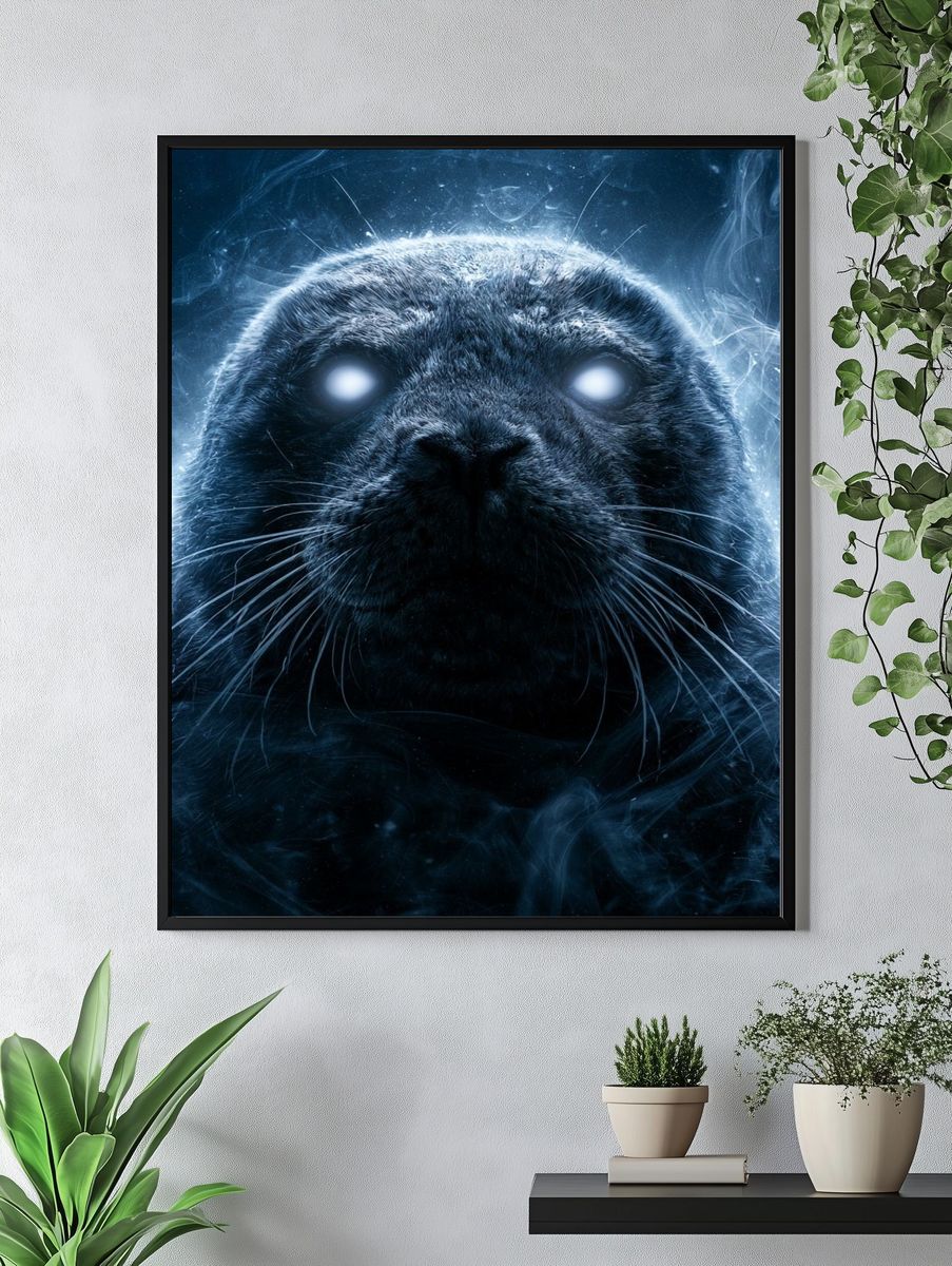 Glowing Seal Portrait Poster. — room view 4