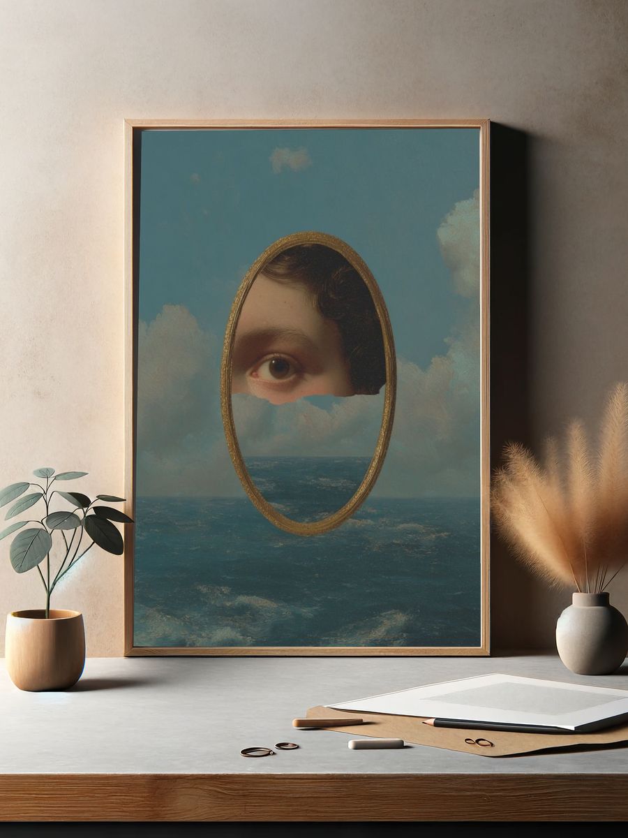 Surreal Eye in Ocean — Fine Art Print. — room view 2