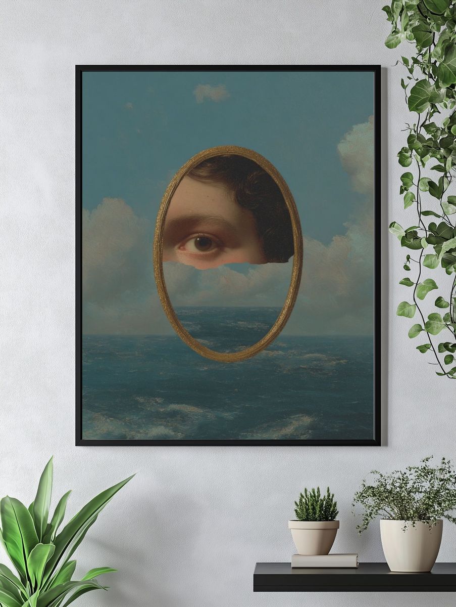 Surreal Eye in Ocean — Fine Art Print. — room view 4