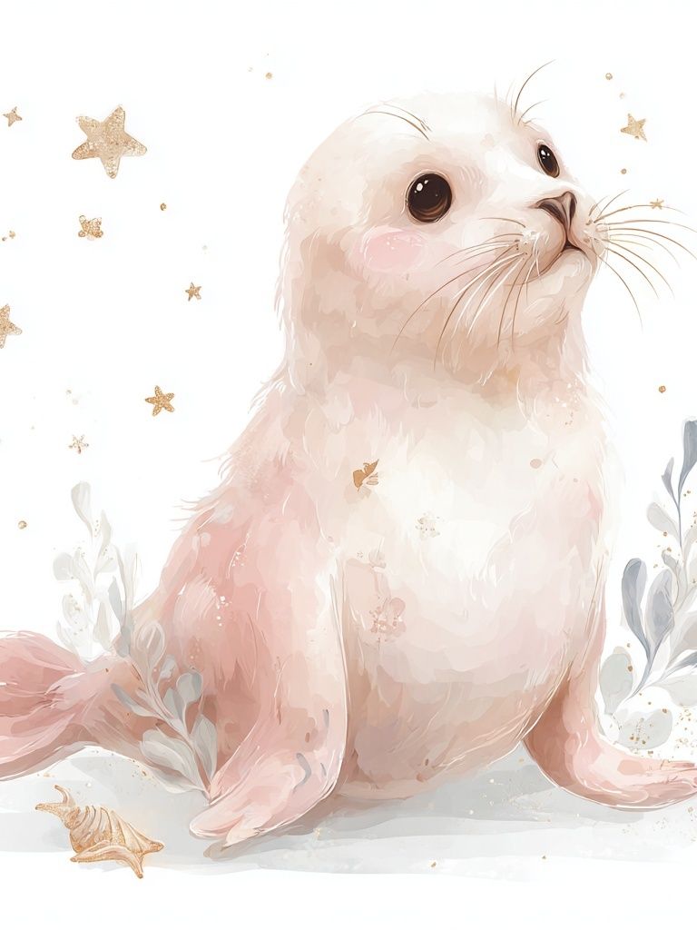 Cute Seal Illustration Poster. poster detail