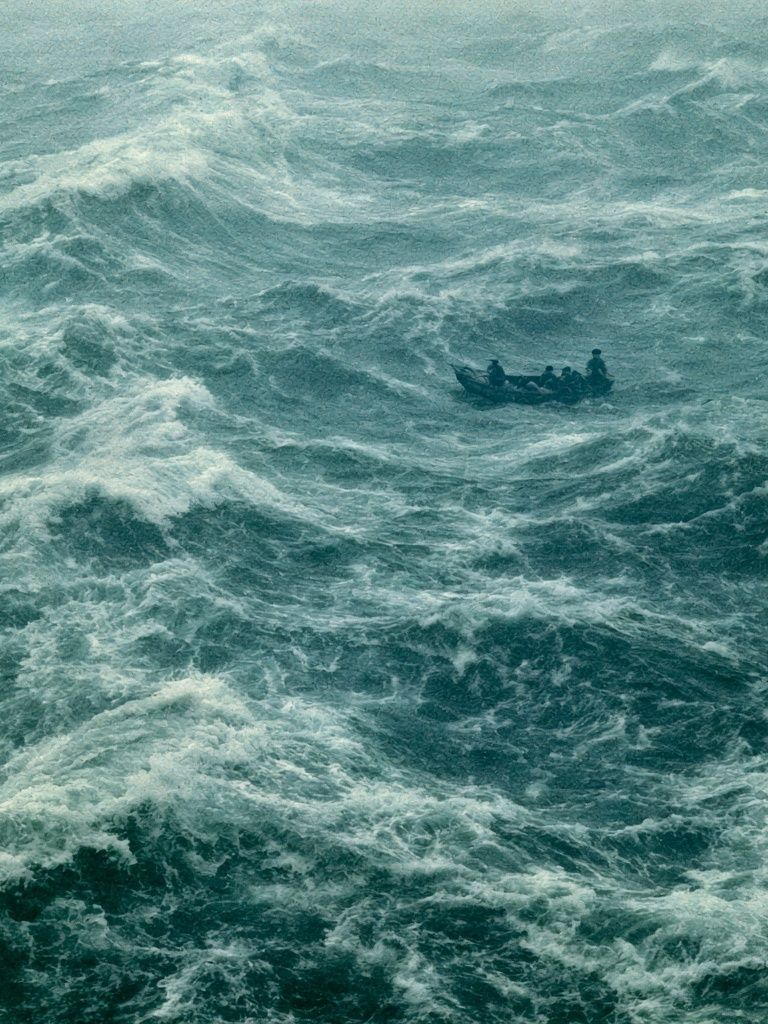 Stormy Sea Boat Photography Poster. poster detail