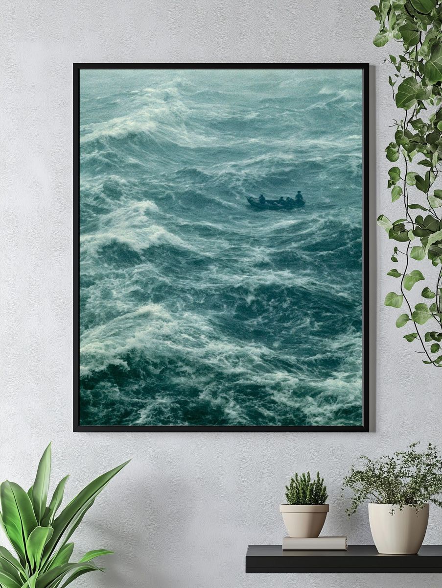 Stormy Sea Boat Photography Poster. — room view 4