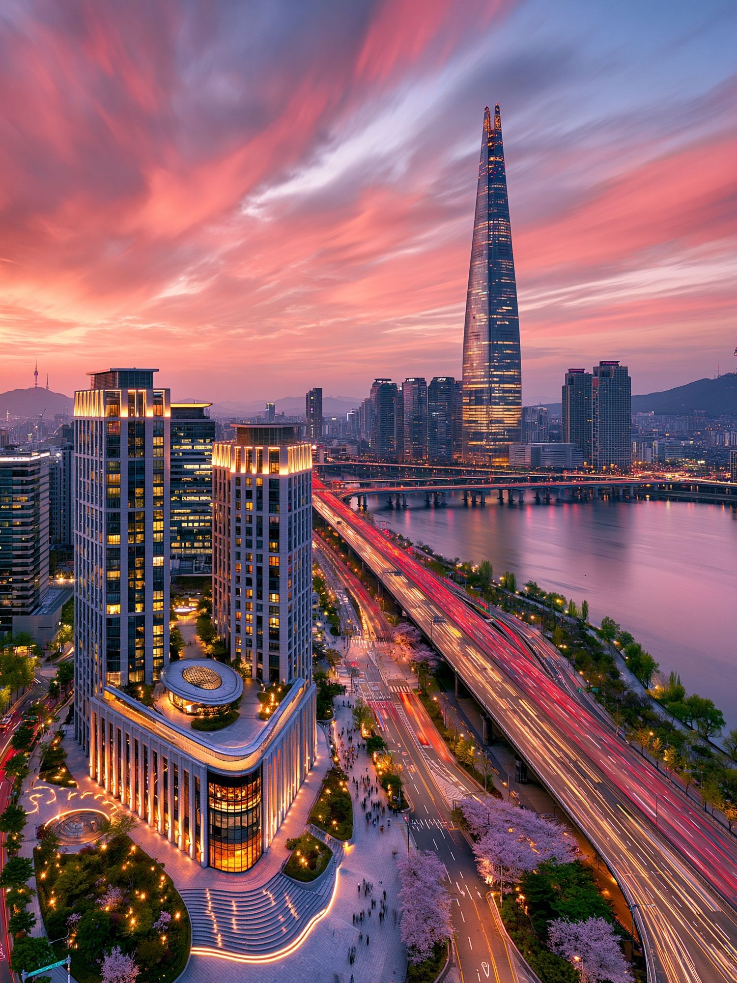 Seoul Skyline Sunset Poster. poster — photography art