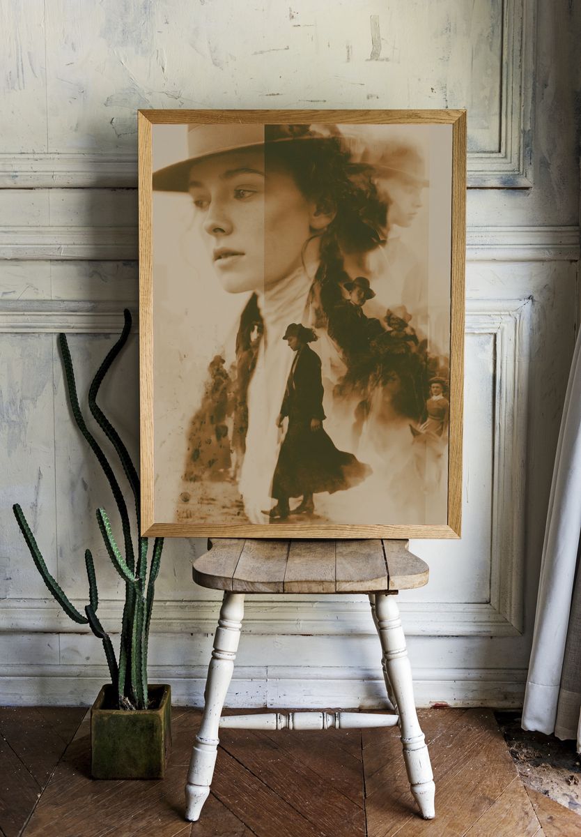 Sepia Double Exposure Portrait Print. room preview