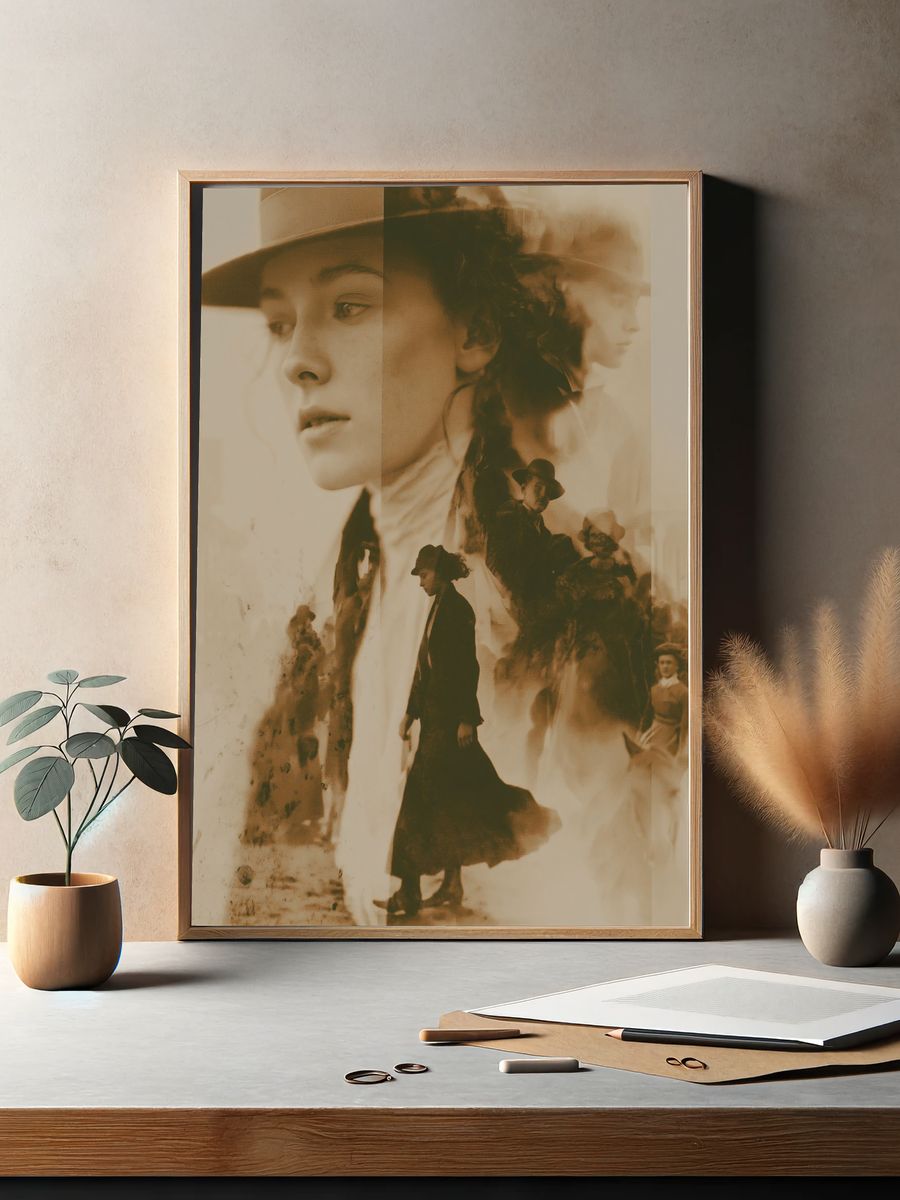 Sepia Double Exposure Portrait Print. — room view 2