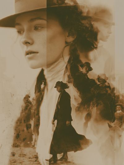 Sepia Double Exposure Portrait Print.