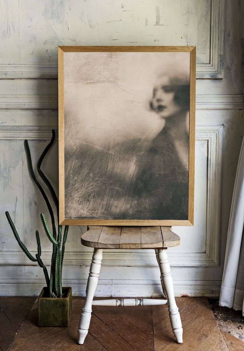 Dreamy Sepia Portrait Print. room preview