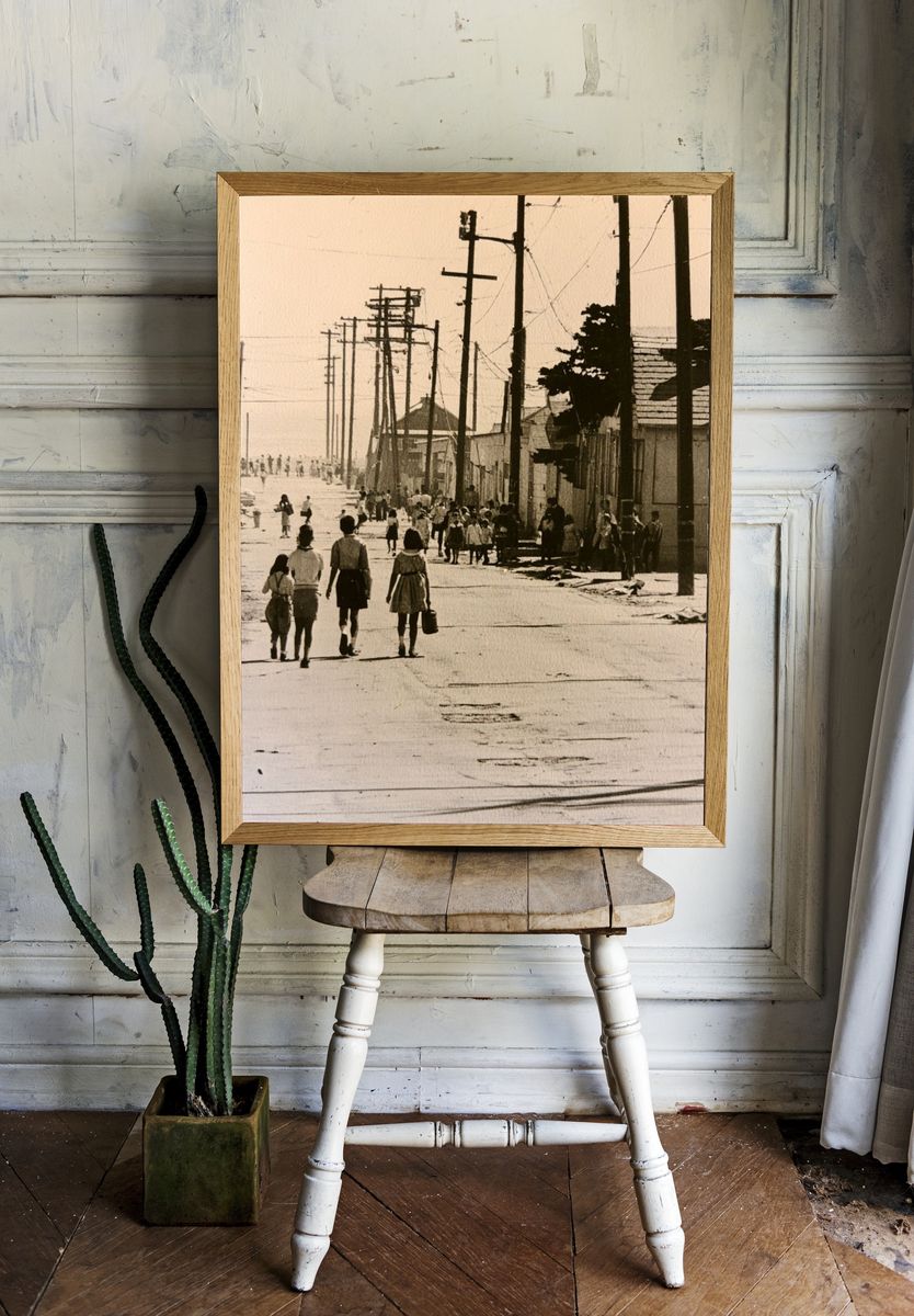Sepia Street Scene Photography Poster. room preview