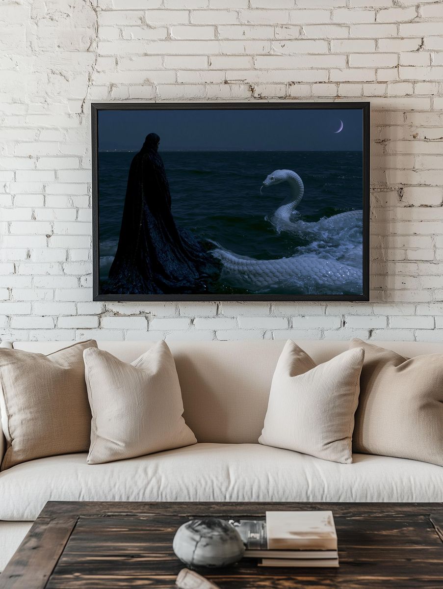 Moonlit Sea Serpent Poster. room preview
