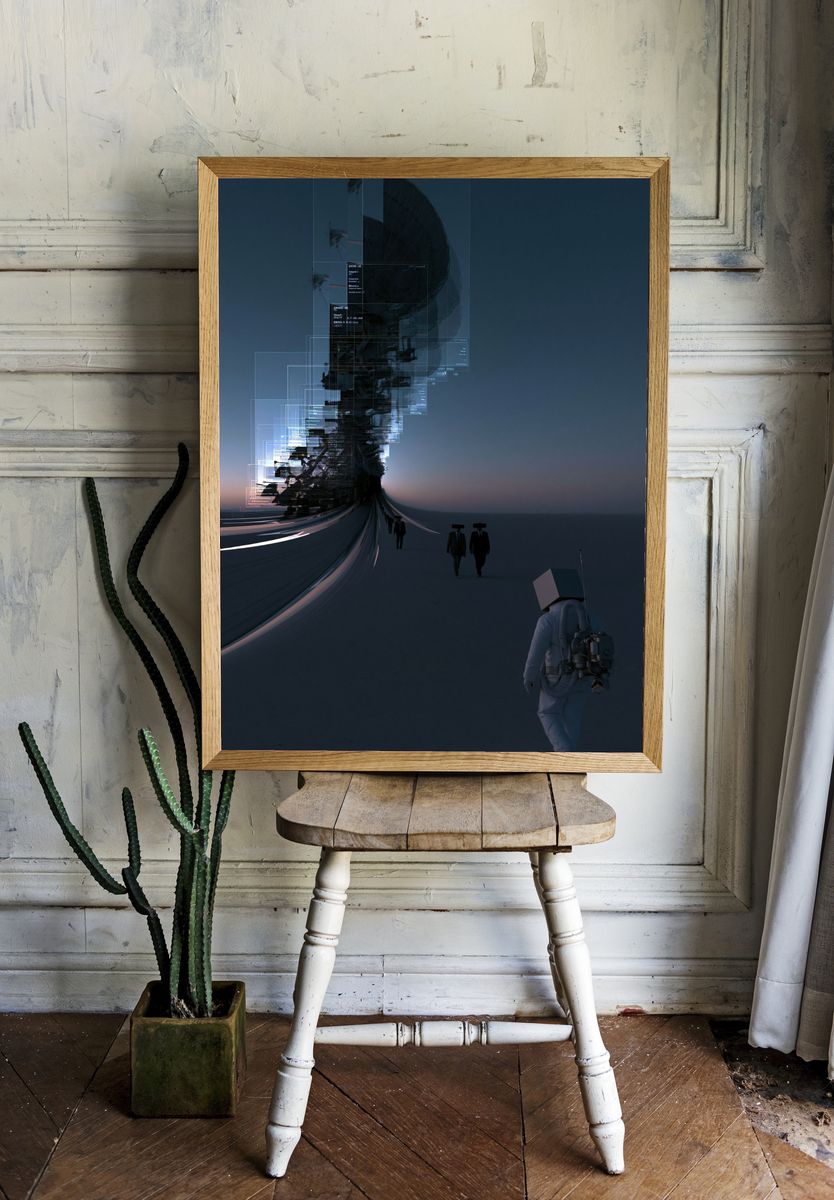 Surreal Futuristic Landscape Poster. room preview