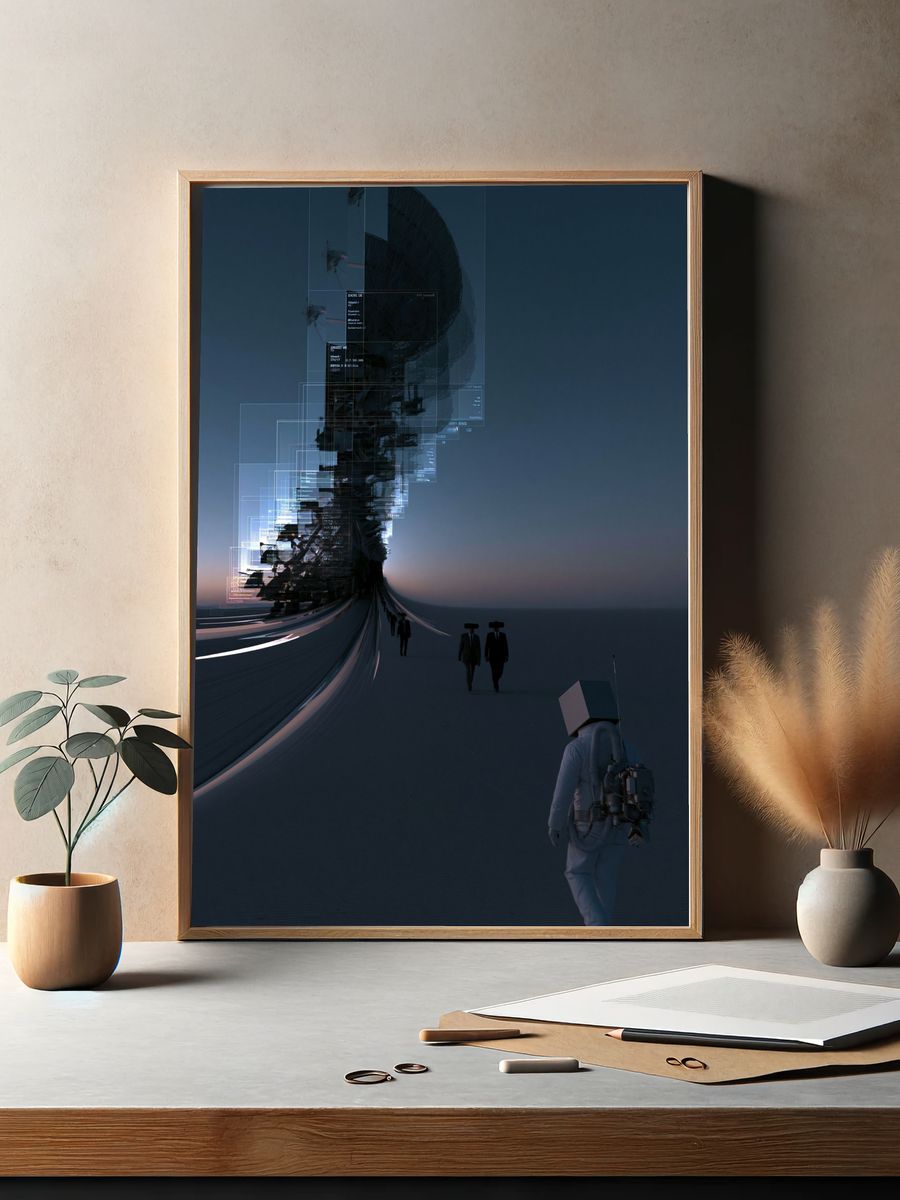 Surreal Futuristic Landscape Poster. — room view 2