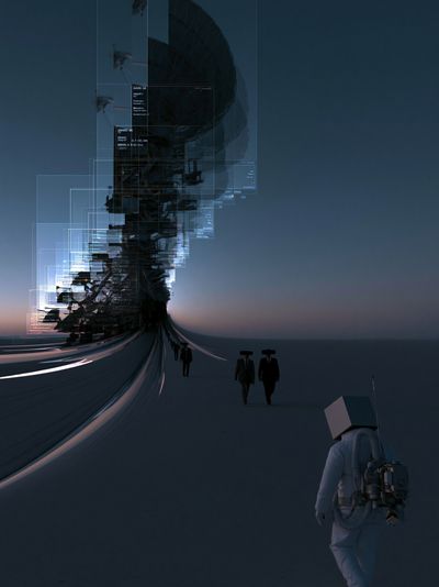 Surreal Futuristic Landscape Poster.