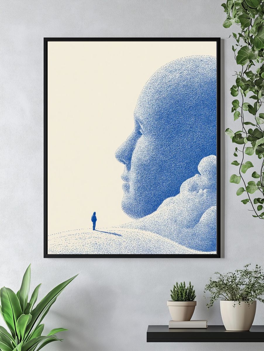 Surreal Giant Face Illustration Poster. — room view 4