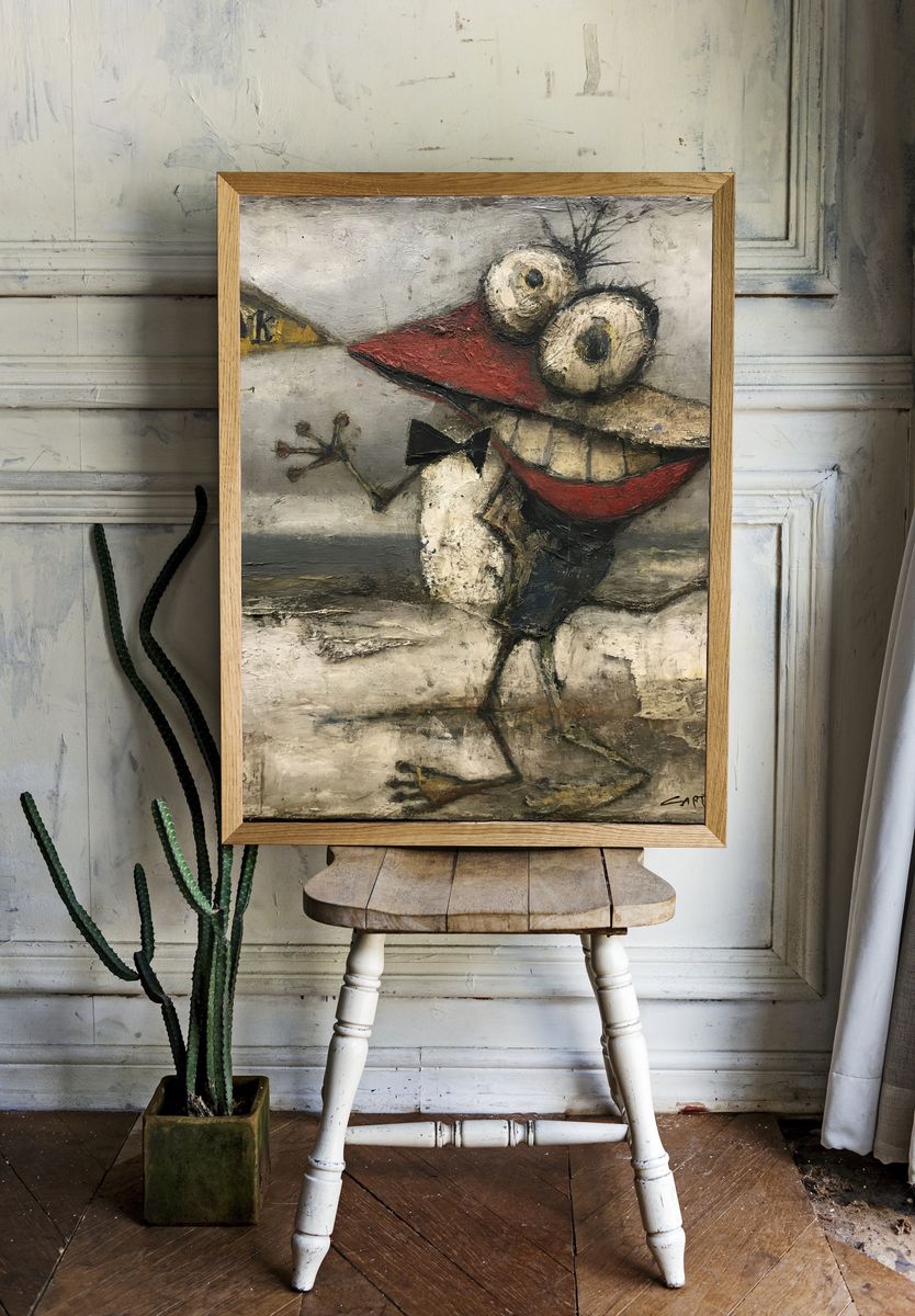 Surreal Bird Figure Fine-Art Poster. room preview