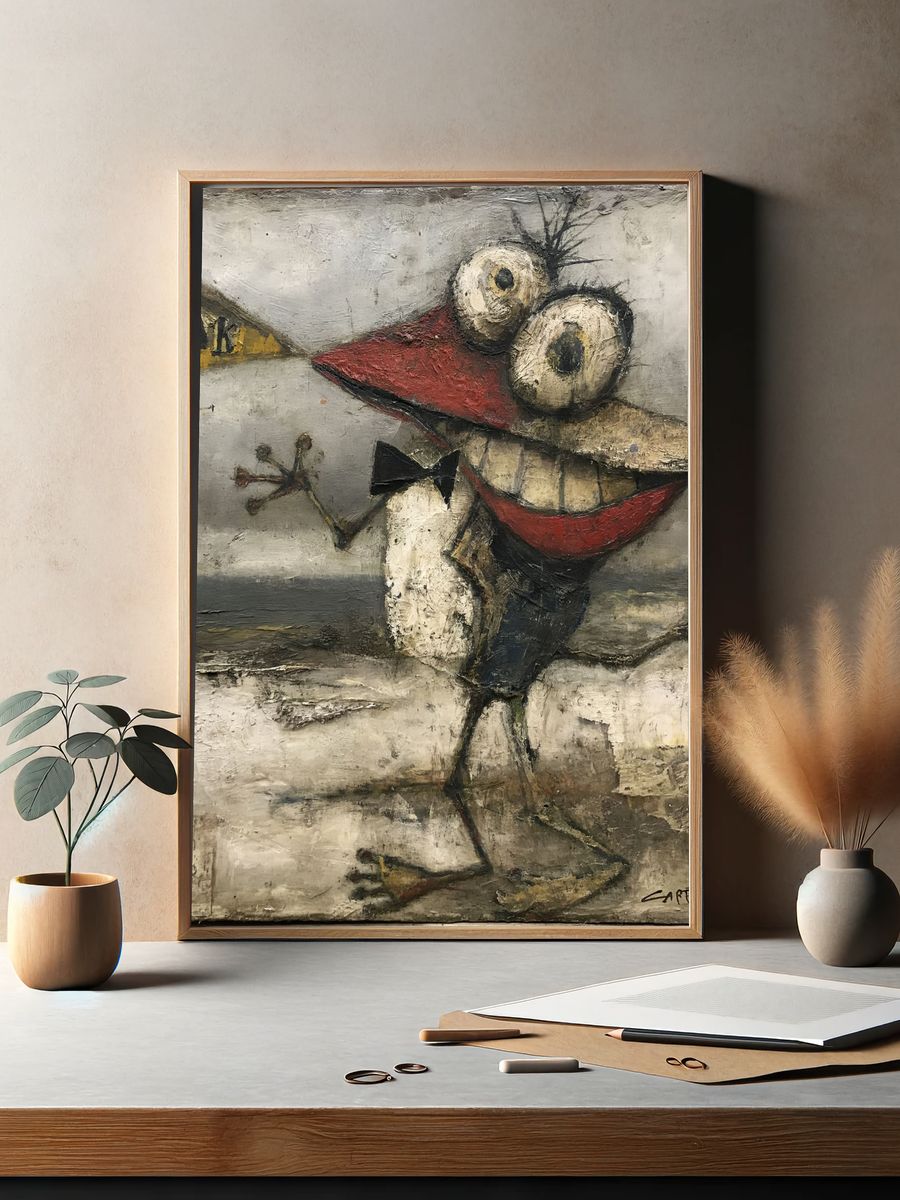 Surreal Bird Figure Fine-Art Poster. — room view 2