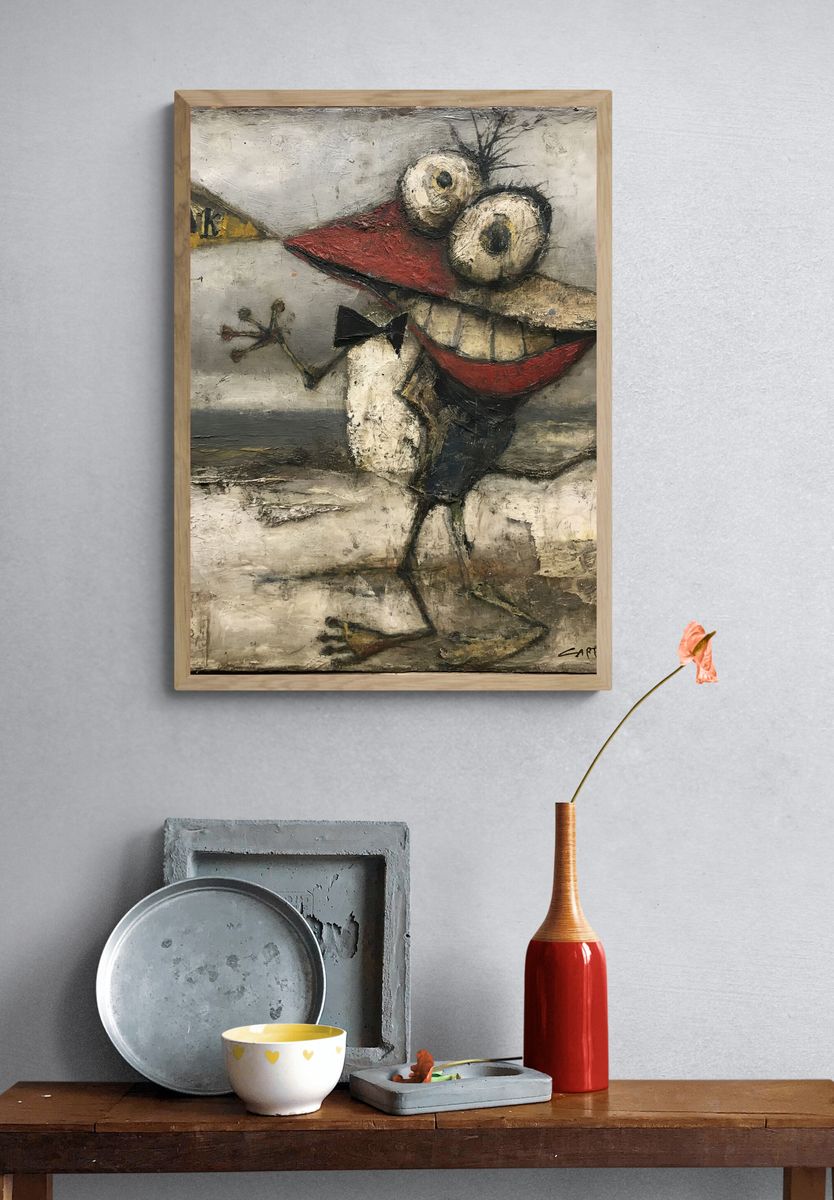 Surreal Bird Figure Fine-Art Poster. — room view 3