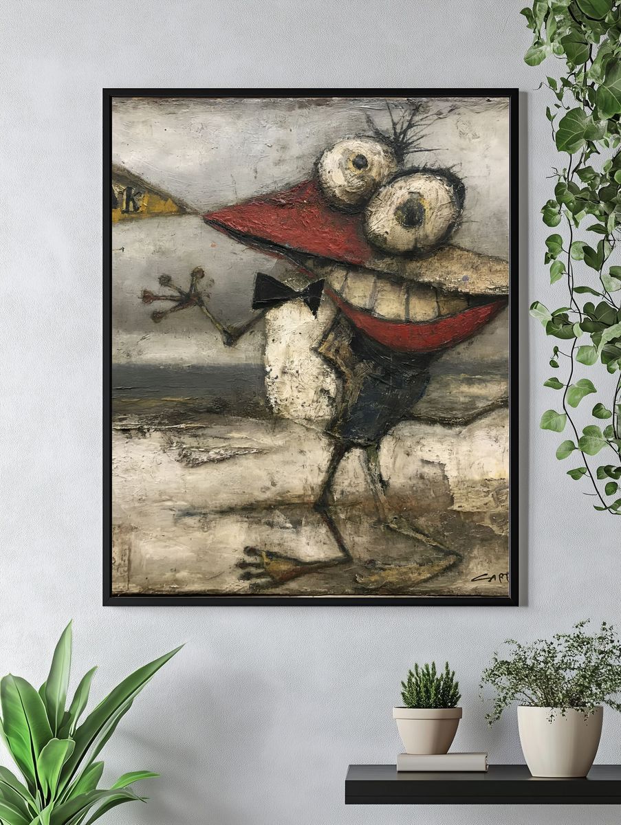 Surreal Bird Figure Fine-Art Poster. — room view 4
