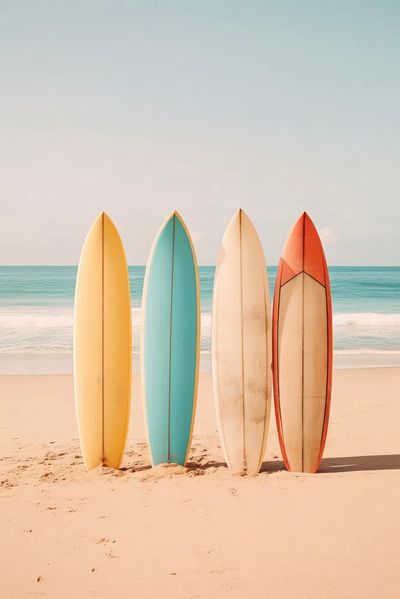 Surfboards on Beach Photography Poster. poster