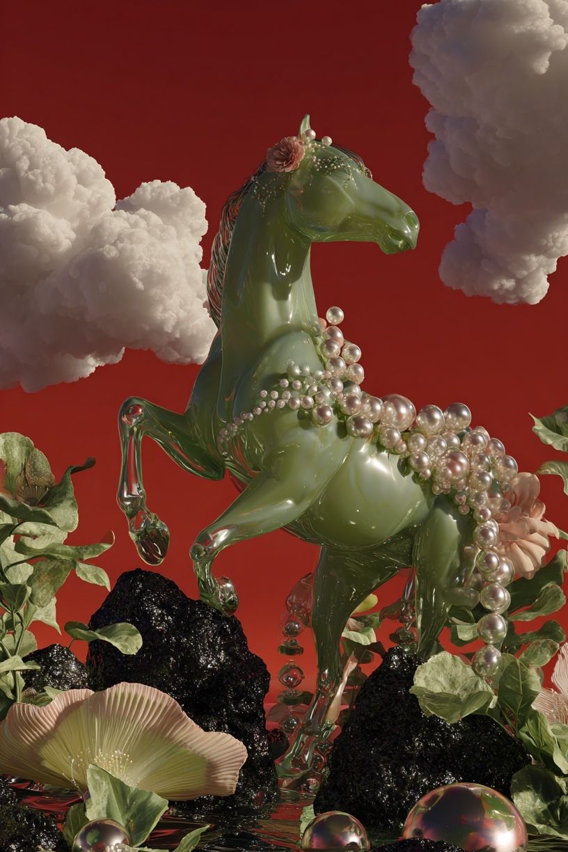 Surreal Green Horse Fine-Art Print. poster — fine-art art