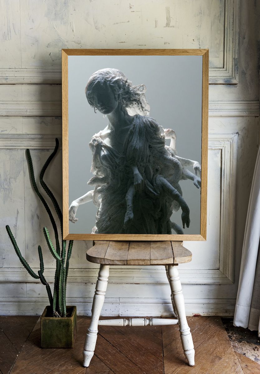Surreal Marble Figure Print. — room view 1