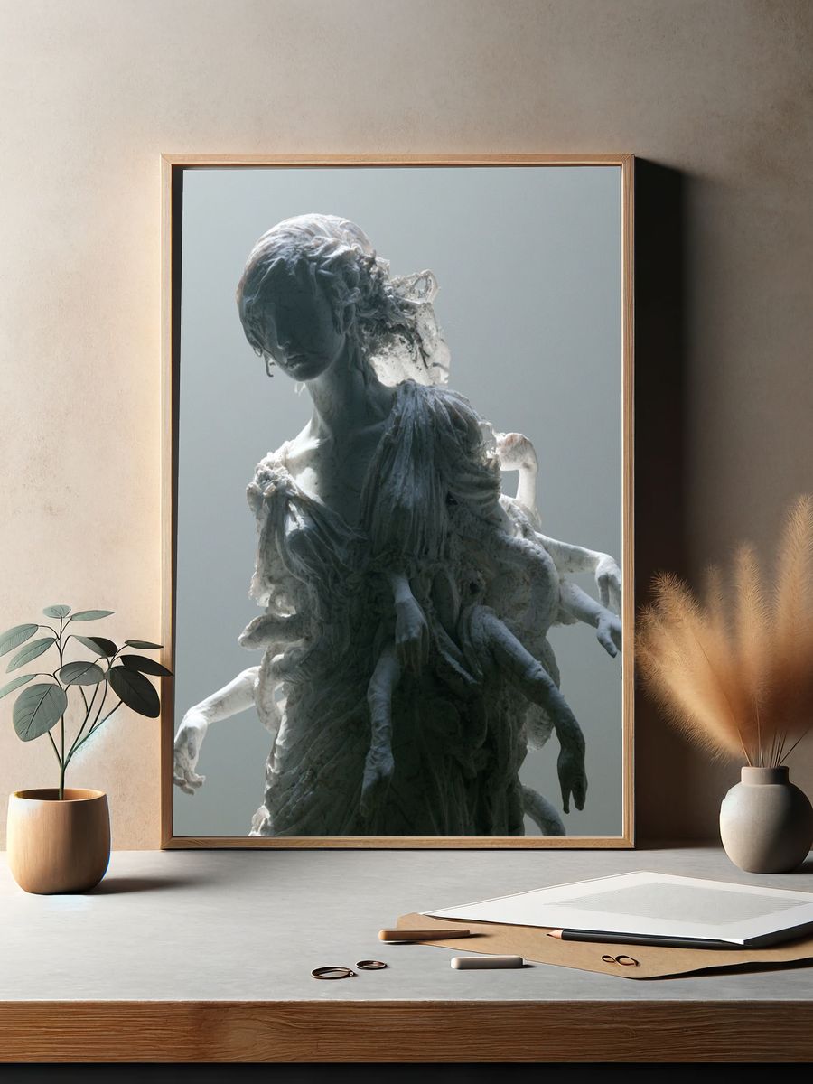 Surreal Marble Figure Print. — room view 2